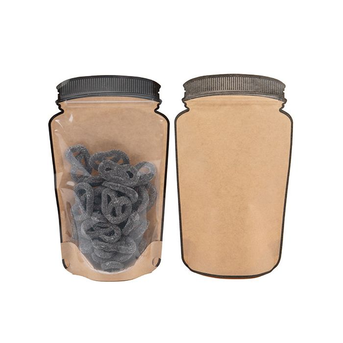 Pochette à fermeture éclair Mason Jar Kraft avec face transparente 15,2 x 7,9 x 25,4 cm (100 pièces) [SP7KCZ]