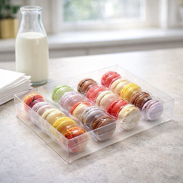 Macaron-Schachteln für 20 Macarons 25.9x5.1x19.1cm Transparent (25 Stück) [MBS4]