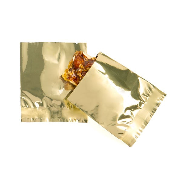 Sachet scellable à joint central laminé Qualité supérieure en or métallisé, 5x5.5cm (100 pièces) [SMB22QG]
