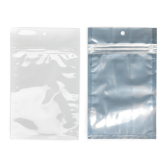 Druckverschlussbeutel Transparent/Weiß 9.2x12.7cm mit Aufhängeloch (100 Stück) [HZBB4CW]