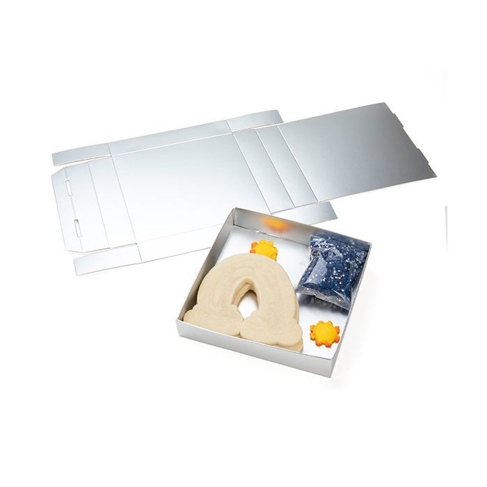 Petite Boite avec fond en carton noir argent 13x2.5x13.3cm (25 Pièces) [MS357]