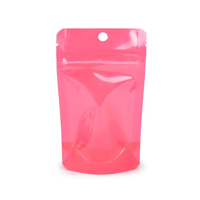 Buste doypack Neon rosa 7.9x5.1x13 cm con foro (100 pz) [ZBGN1PK]