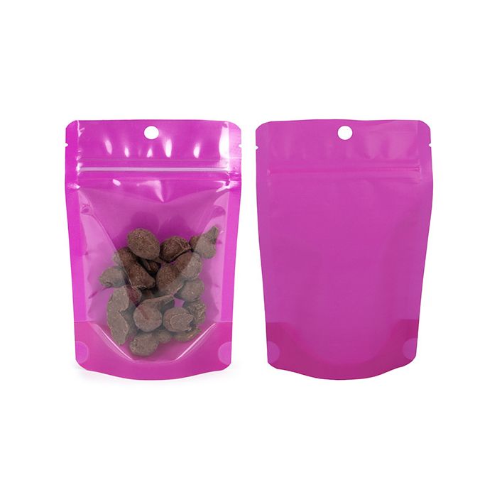 Buste doypack Neon Purple 10.2x6x15.2 cm con foro (100 pz) [ZBGN2PR]