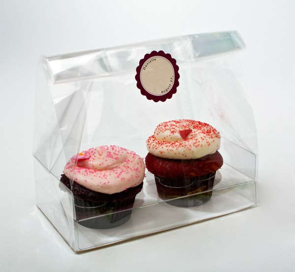 Sachets à Cupcake avec fond en papier pour 2 cupcake 17,8x10,2x22,9cm (100 pièces) [CBG5]