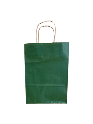 Sac de course Vert Foncé Papier Kraft 90 g/m2 22+10x31cm (50 pièces) [PAM2231DKGR]