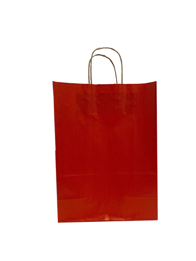 Sac de course Rouge Foncé Papier Kraft 90 g/m2 26+12x35cm (50 pièces) [PAM2635DKR]