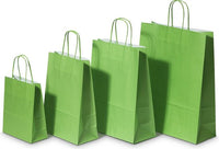 Paper Carrier Bags Green 32+12x41cm Kraft 100 grams
