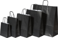 Paper Carrier Bags Black 32+12x41cm Kraft 100 grams