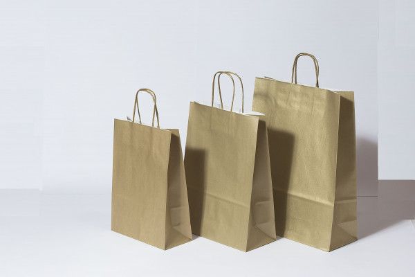 Paper Carrier Bags Gold 18+8x22cm Kraft 90 grams