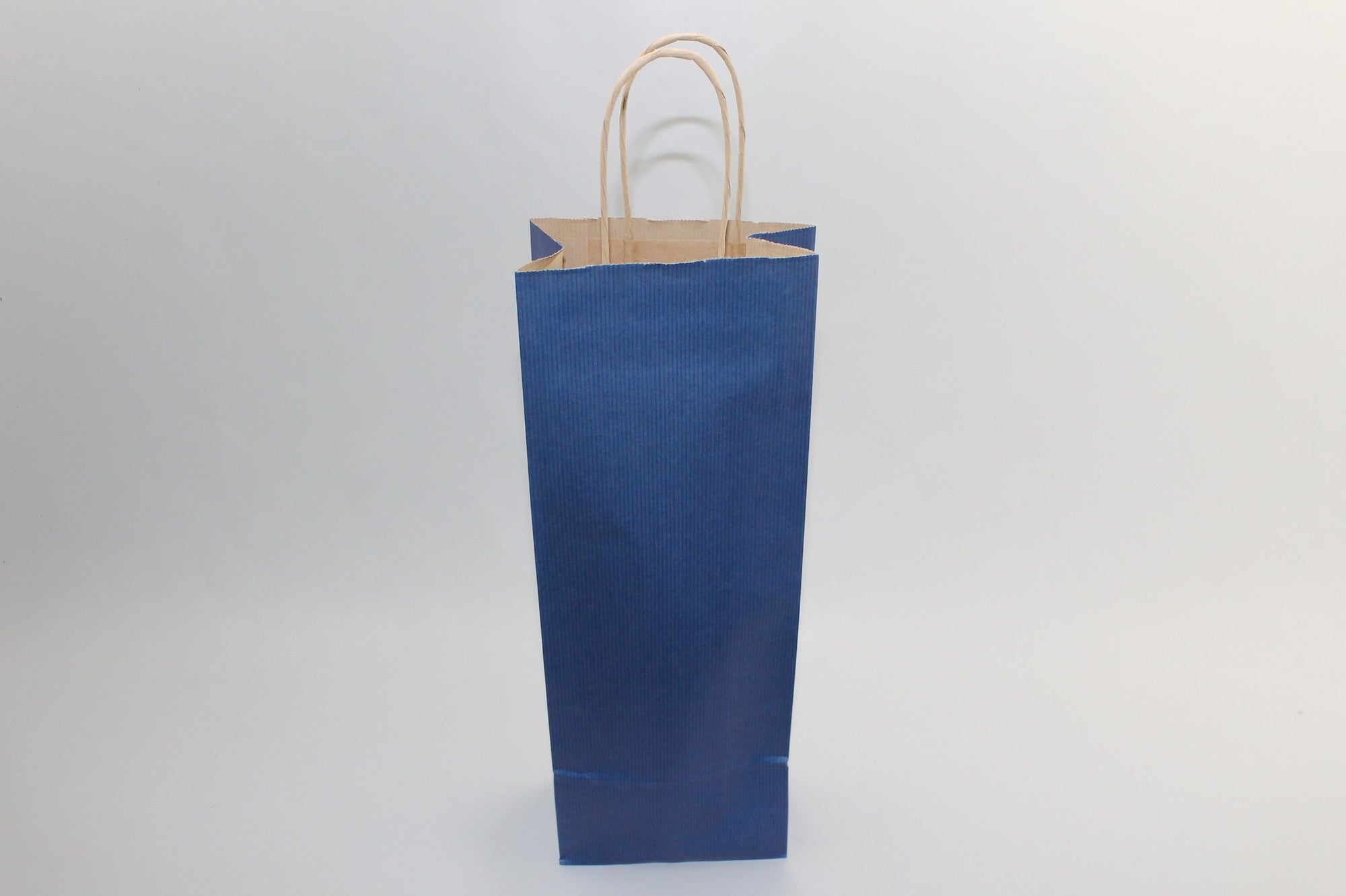 Sac à bouteilles en papier kraft bleu foncé 110 g/m 14x8x39 cm (50 pcs) [PAWF1439DKBL]