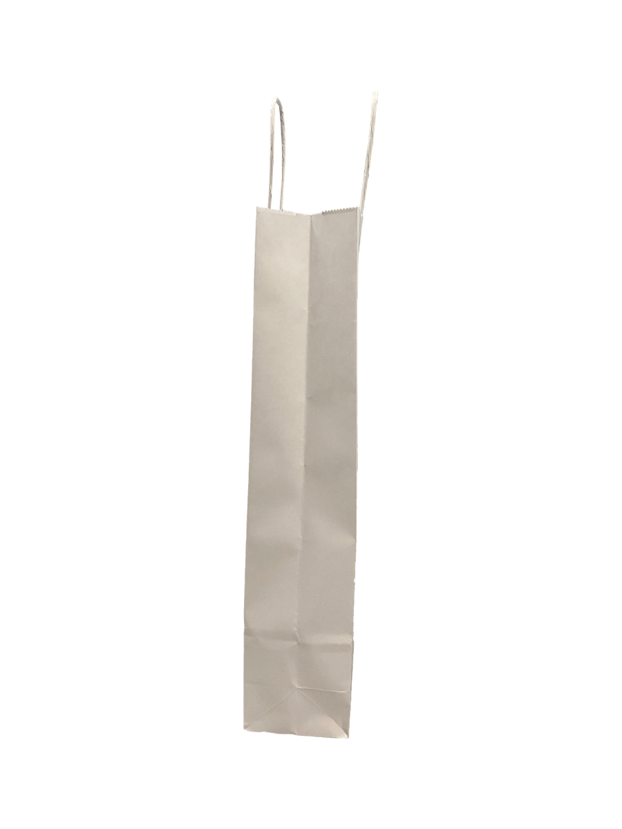 Sac à bouteilles en papier kraft blanc 110 g/m 14x8x39 cm (50 pcs) [PAWF1439W]