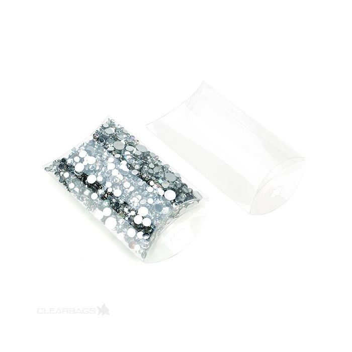 Petites boites berlingot à transparence cristalline 10.2x2.9x15.2cm (Crochet pour suspension optionnel) (25 pièces) [PB77]