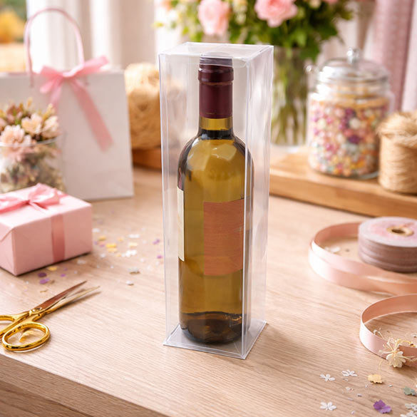 Boite pliante pour bouteille transparente 8x8x32 cm (25 pièces) [PLB176]