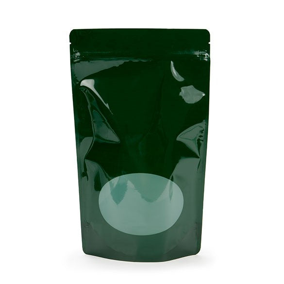 Doypack Vert chasseur avec fenêtre ovale 17.1x8.9x28.5cm | 340g (100 pièces) [ZBGO4HG]