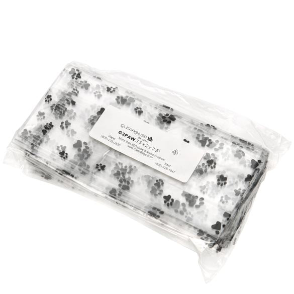 Sacchetti SOS stampati "Zampe di cane" 8.9x5.1x19.1cm con soffietto (100 pezzi) [G3PAW]