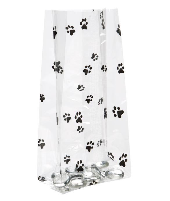 Sachet SOS imprimé patte de chien 8.9x5.1x19.1cm (100 pièces) [G3PAW]