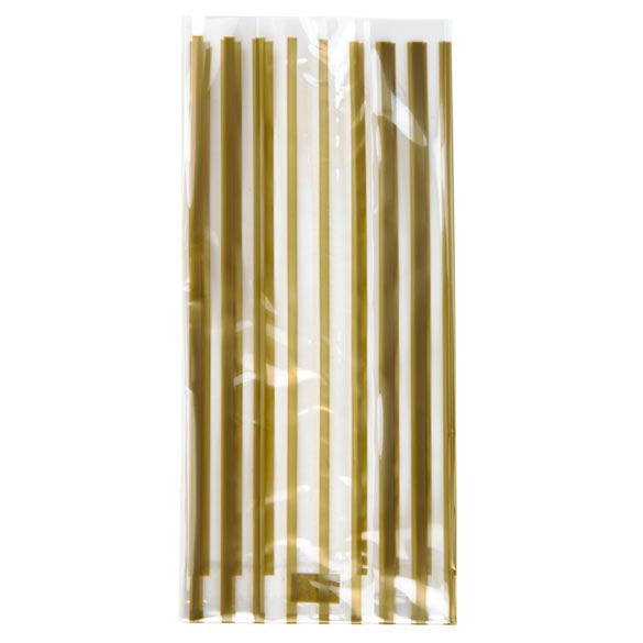 Sacchetti SOS stampati "Stripes Gold" 8.9x5.1x19.1cm con soffietto (100 pezzi) [G3VSG]