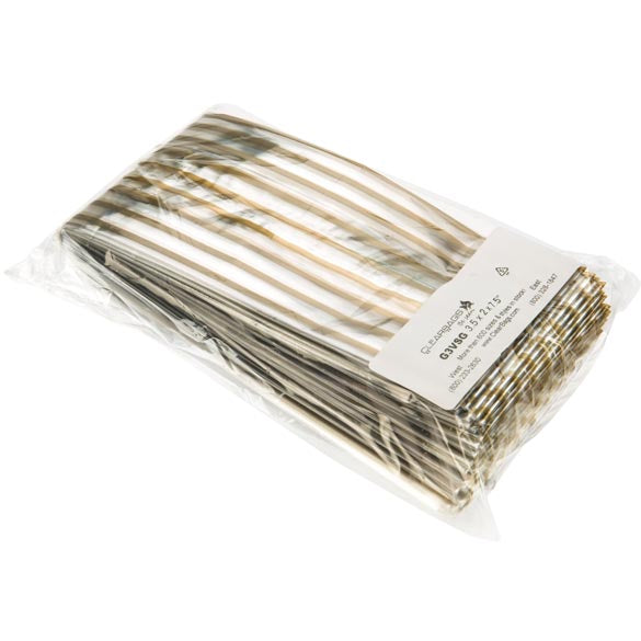 Sacchetti SOS stampati "Stripes Gold" 8.9x5.1x19.1cm con soffietto (100 pezzi) [G3VSG]