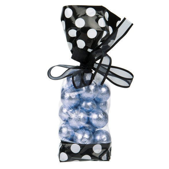 Sachet SOS imprimé noirs avec pois blancs, 6.7x4.8x27.3 cm (100 pièces) [G2BW]