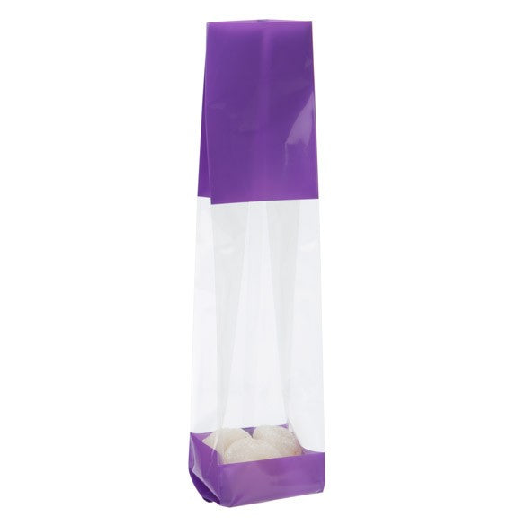 Sacchetti SOS stampati viola 5.1x4.8x24.1cm con soffietto (100 pezzi) [G1PL]