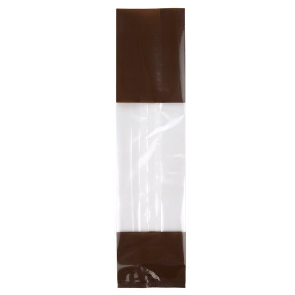 Sacchetti SOS stampati marroni 6.7x4.8x27.3cm con soffietto (100 pezzi) [G2BN]