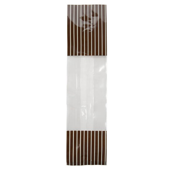 Sacchetti SOS stampati marroni con strisce color crema 6.7x4.8x27.3cm con soffietto (100 pezzi) [G2BNC]