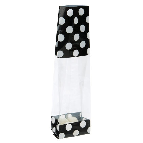 Sachet SOS imprimé noirs avec pois blancs, 6.7x4.8x27.3 cm (100 pièces) [G2BW]