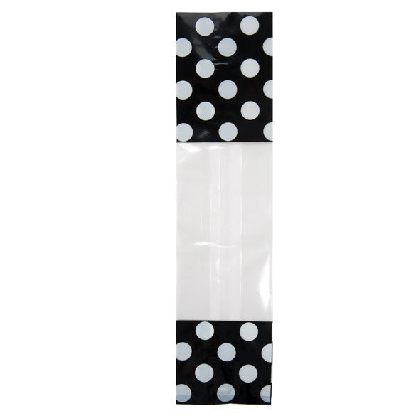 Sacchetti SOS stampati neri con punti bianchi 6.7x4.8x27.3cm con soffietto (100 pezzi) [G2BW]