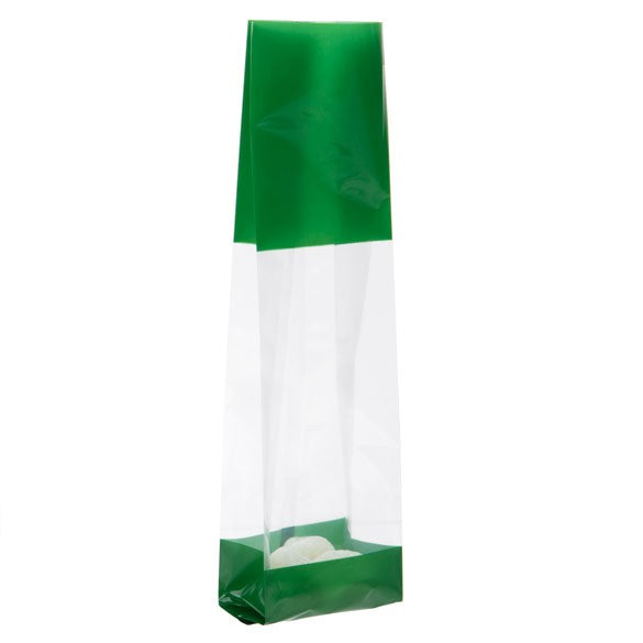 Bedruckte Beutel Grün - 6.7x4.8x27.3cm mit Seitenfalten (100 Stück) [G2GR]