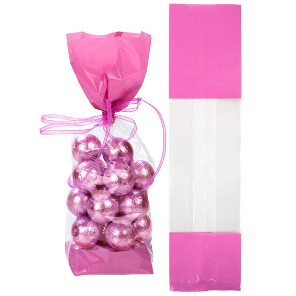 Sacchetti SOS stampati rosa 6.7x4.8x27.3cm con soffietto (100 pezzi) [G2PK]
