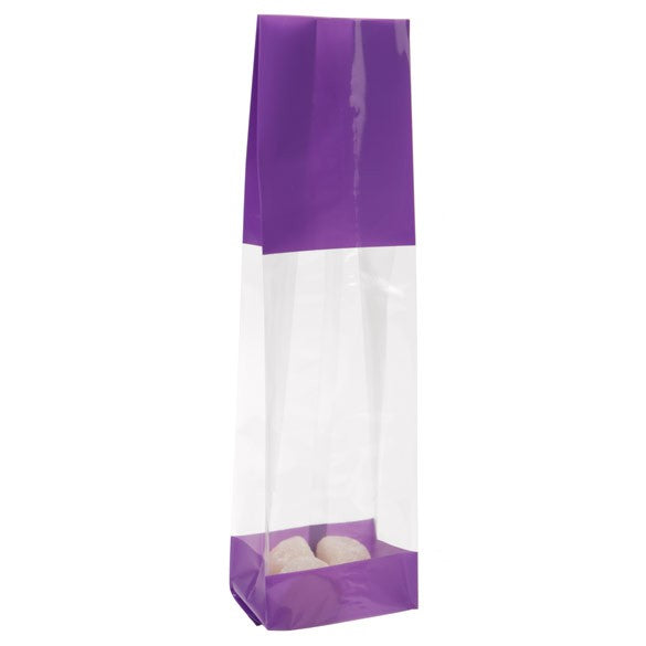 Sacchetti SOS stampati viola 6.7x4.8x27.3cm con soffietto (100 pezzi) [G2PL]