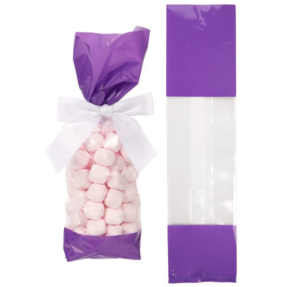Sacchetti SOS stampati viola 6.7x4.8x27.3cm con soffietto (100 pezzi) [G2PL]