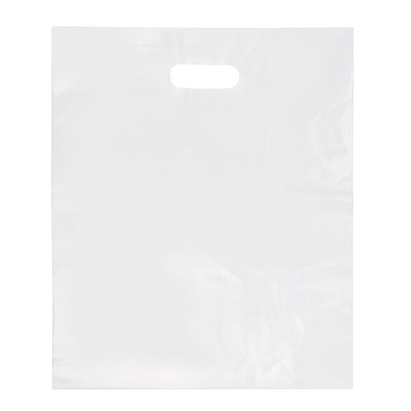 Buste con manico trasparenti 55 micron, 20% contenuto riciclato 38,1x45,7cm (100 pezzi) [H1518CL1R]