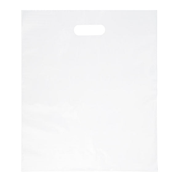 Buste con manico bianche 55 micron, 20% contenuto riciclato 38,1x45,7cm (100 pezzi) [H1518WT1R]