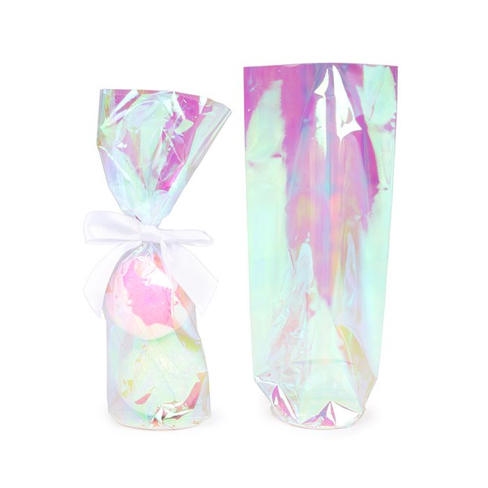 Plastikbeutel Runde Boden Schillernd 7x25,4 cm mit Bodenblatt (50 Stück) [RPBGH2]