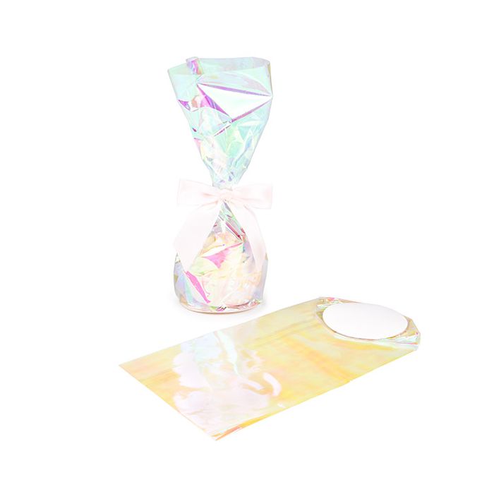 Sacchetto di plastica Iridescent Ronde Bodem 8,3x25,4 cm e con inserto bianco (50 pezzi) [RPBGH3]