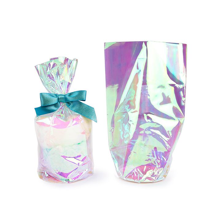 Sacchetto di plastica Iridescent Ronde Bodem 10,2x25,4 cm e con inserto bianco (50 pezzi) [RPBGH4]