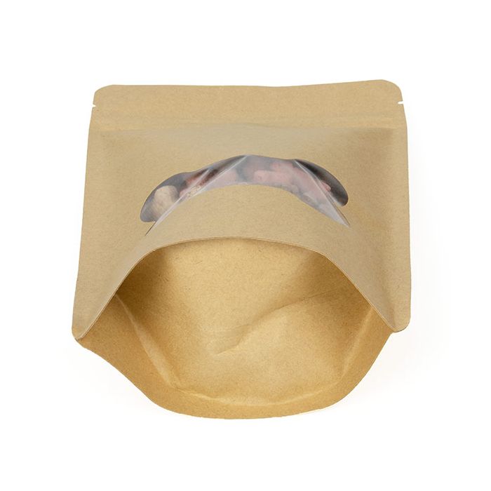 Buste doypack Kraft bone window 13x7,9x20,6cm (25 Pezzi) [ZBGW3KB]