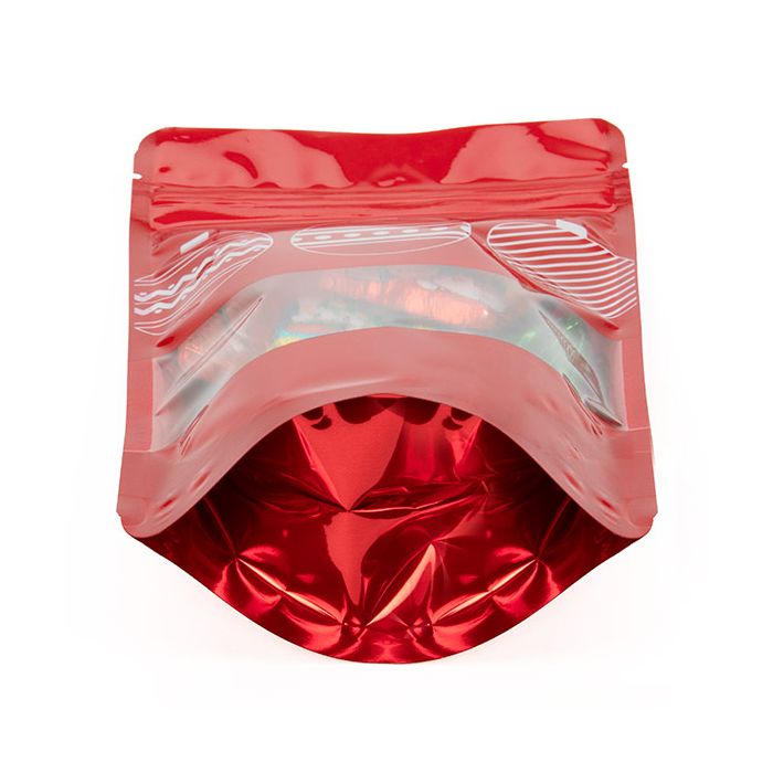 Doypack Rouge avec impression d'ornements 13x7.9x20.6cm (25 pièces) [ZBGW3O]