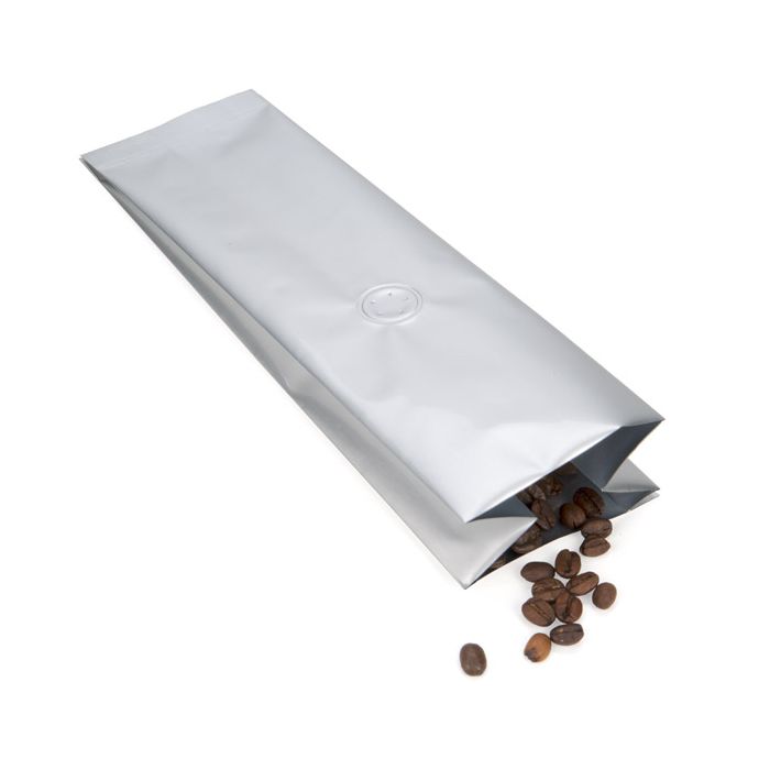 Kaffeebeutel Silber mit Ventil 8.5x6.5x33cm | 450 Gramm (50 Stück) [SGC2S]