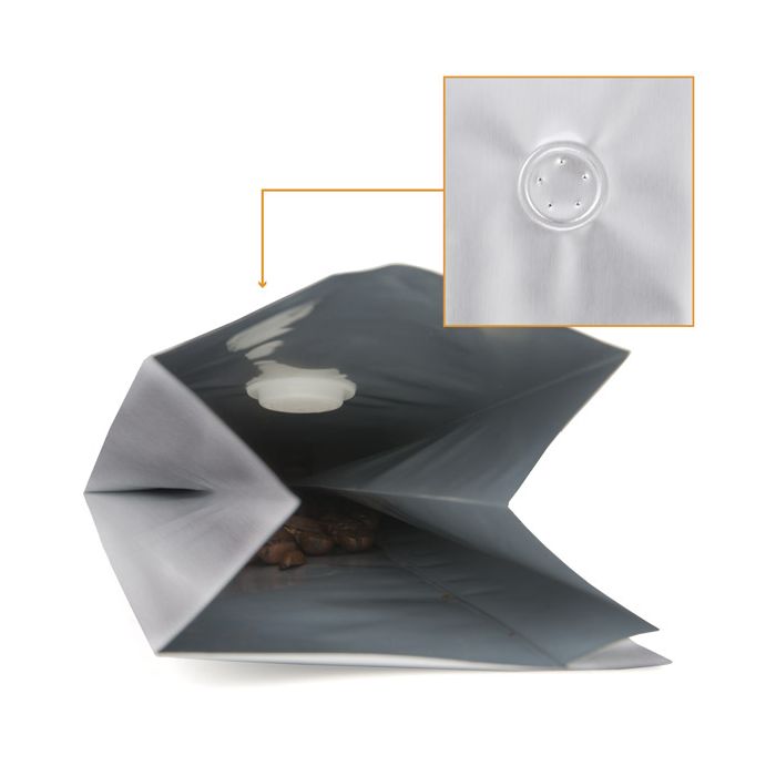 Sacchetto per caffè argento con valvola 8x6x26 cm 285 grammi (50 pezzi) [SGC1S]