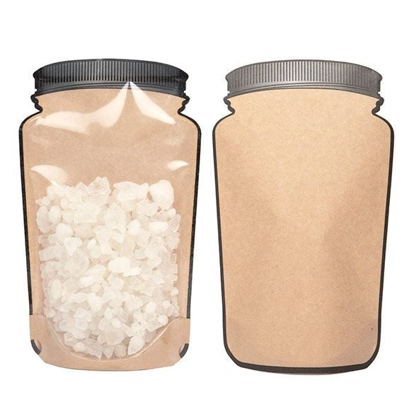 Buste doypack Kraft a forma di vaso con fronte trasparente 15.2x7.9x25.4cm (100 pezzi) [SP7KC]