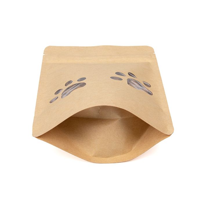 Doypack en Kraft avec deux fenêtres en patte de chien 13x7.9x20.6cm (25 pièces) [ZBGW3KP]