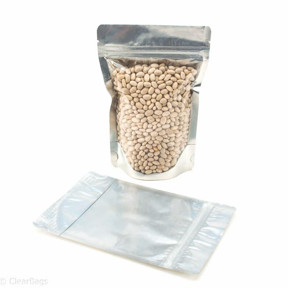 Standbodenbeutel Transparent/Silber 12x7.5x18.5cm | 110 Gramm (100 Stück) [ZBGS46]