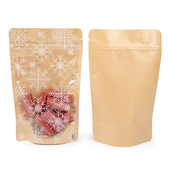 Doypack Kraft Transparent/Impression de cristaux de glace 13x7,9x20,6cm (25 pièces) [ZBGSW3KS]