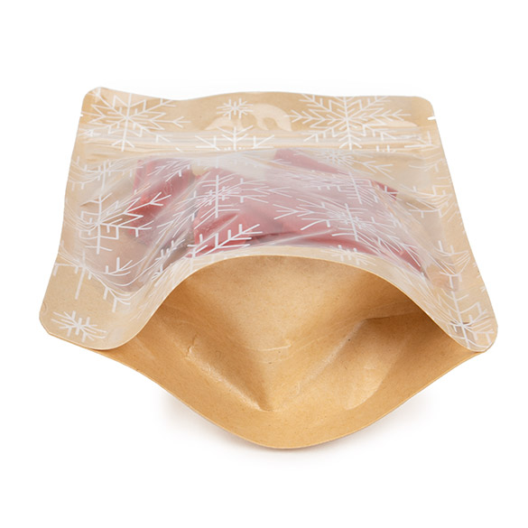 Doypack Kraft Transparent/Impression de cristaux de glace 13x7,9x20,6cm (25 pièces) [ZBGSW3KS]