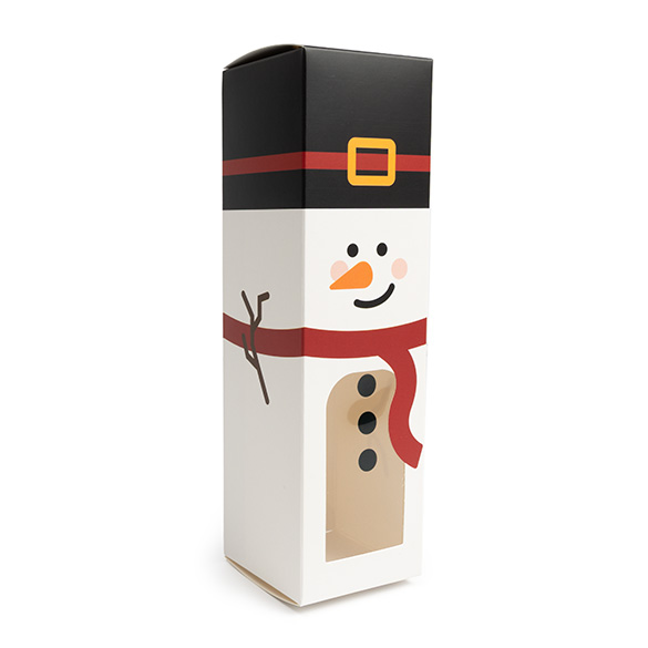 Boîte en papier bonhomme de neige avec fenêtre 5,7x5,7x20,3 cm (25 pcs) [SKB228SN]