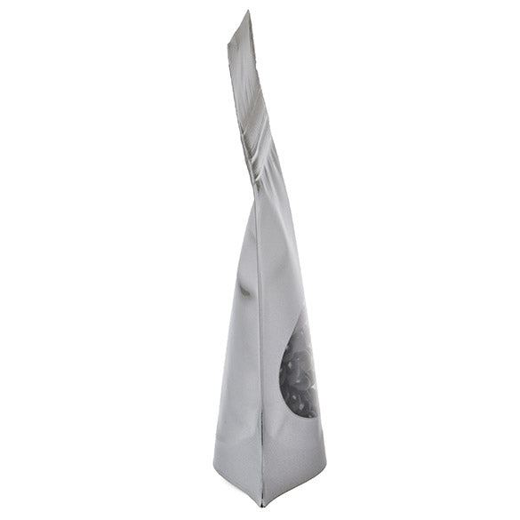 Buste doypack color argento con finestra ovale 8x5x13cm | 28 grammi (100 pezzi) [ZBGO1S]
