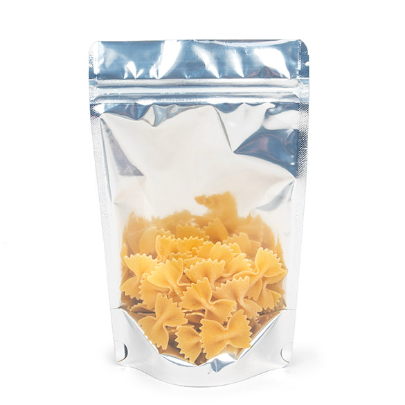 Standbodenbeutel Transparent/Gold 13x7x20.5cm | 110 Gramm (100 Stück) [ZBGG3]