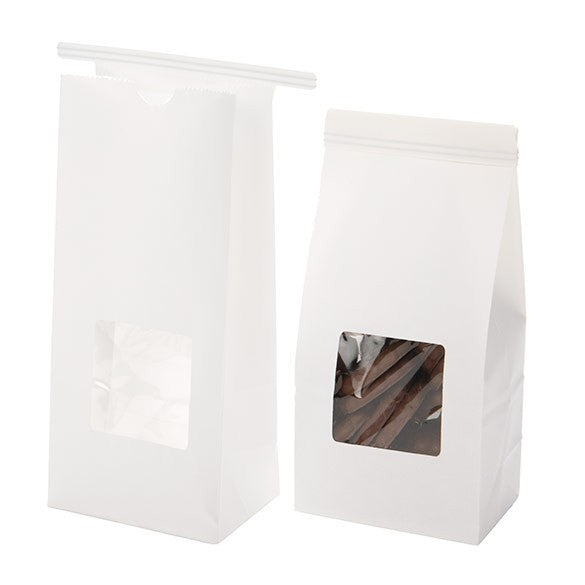 Sacchetti kraft bianco richiudibili 8.6x6.4x19.7cm (100 pezzi) [TTW1W]